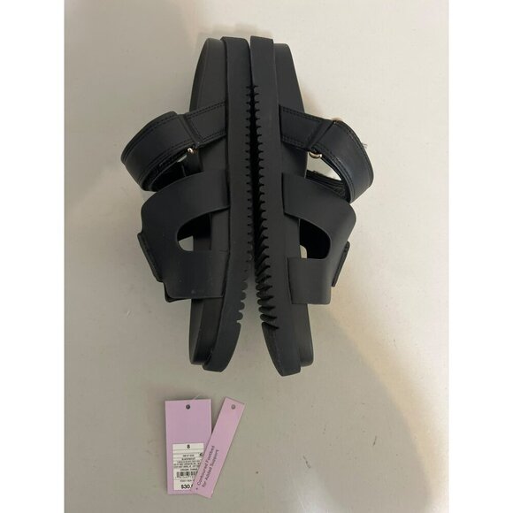 Wild Fable Hayley Sz8 Sandal Slide Black Vegan Leather Chunky Heel NWT - Picture 2 of 4